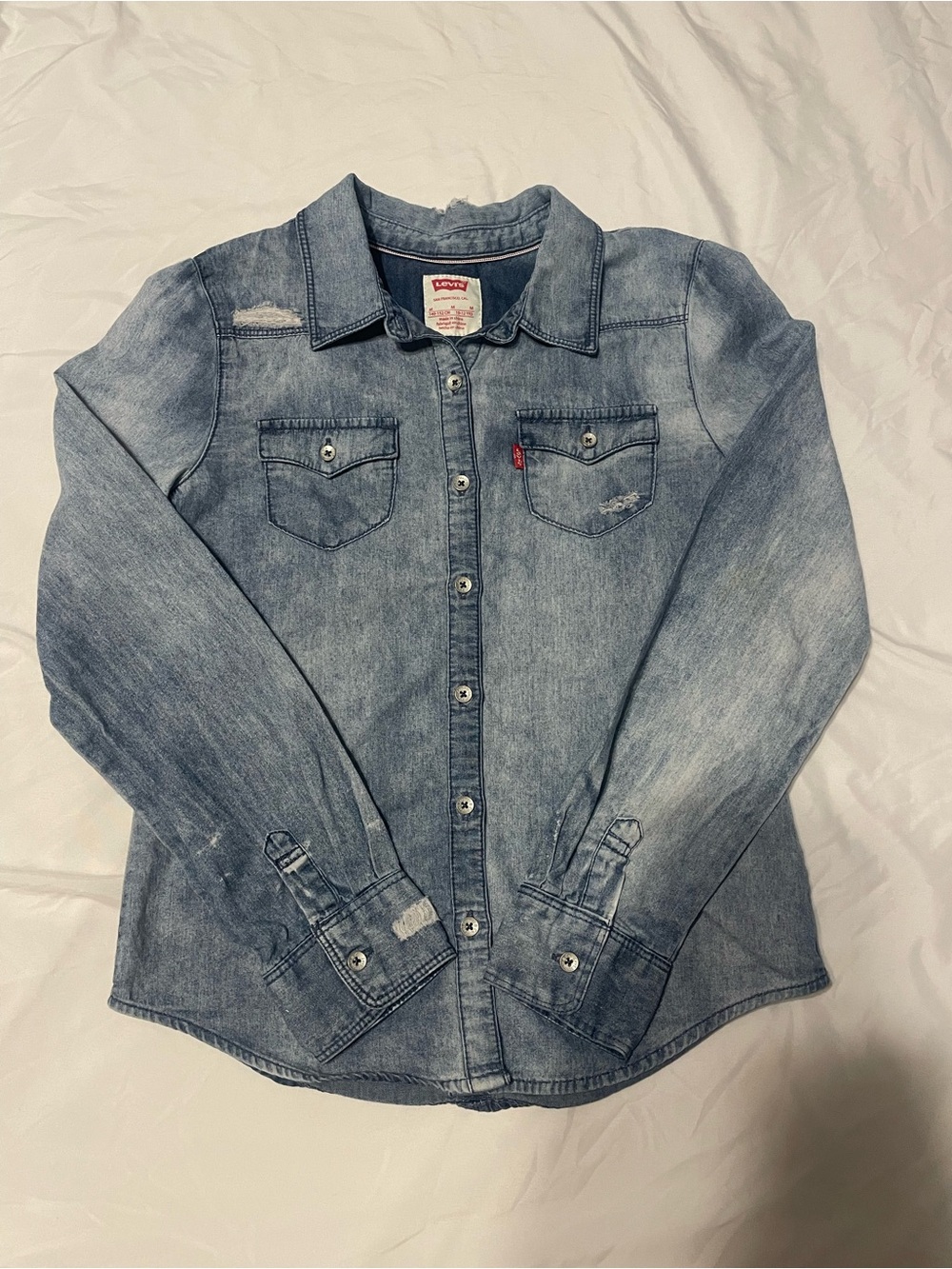 Levi's Kids Washed Blue Distressed Denim Button-Down Shirt!!! SO SUPER CUTE!!!